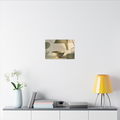 Warm Ceramic Bowl Canvas Art - Minimal Line Japandi