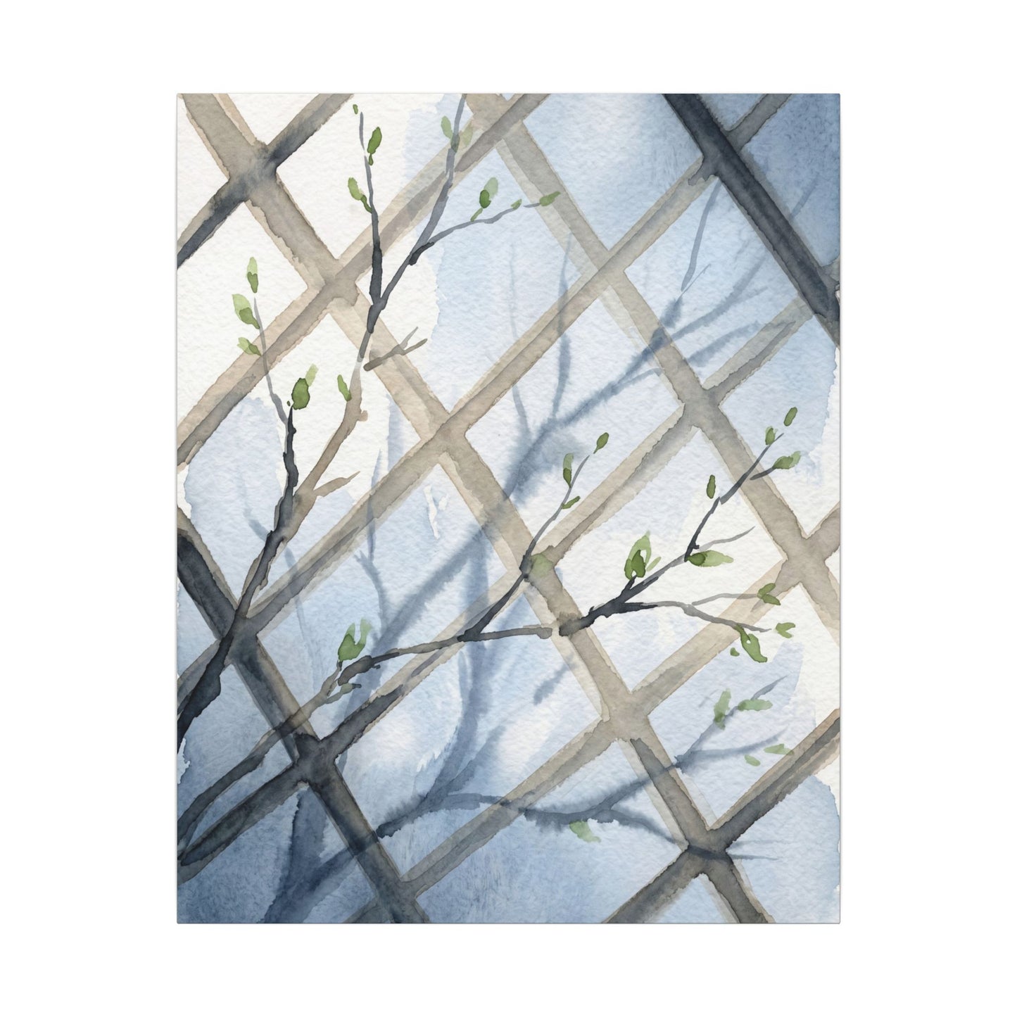 Shoji Screen Canvas Art | Spring Japandi Watercolor Art