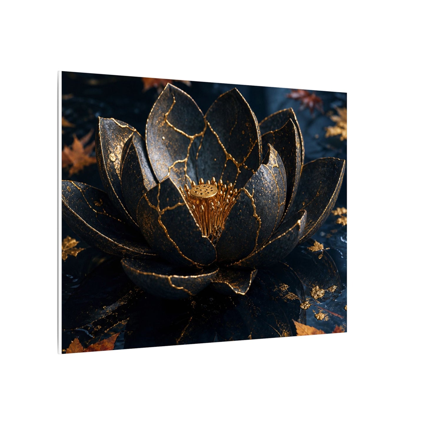 Moonlight Lotus Flower Canvas Art - Kintsugi Fukinsei