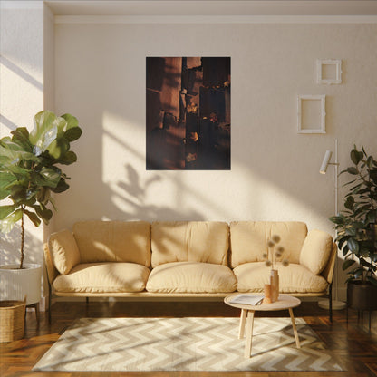 Seijaku Rust Patina Canvas Art - Dark Japandi Shadow Zen