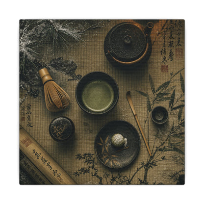 Tea Ceremony Canvas Art | Winter Zen Ukiyo E Inspired Art