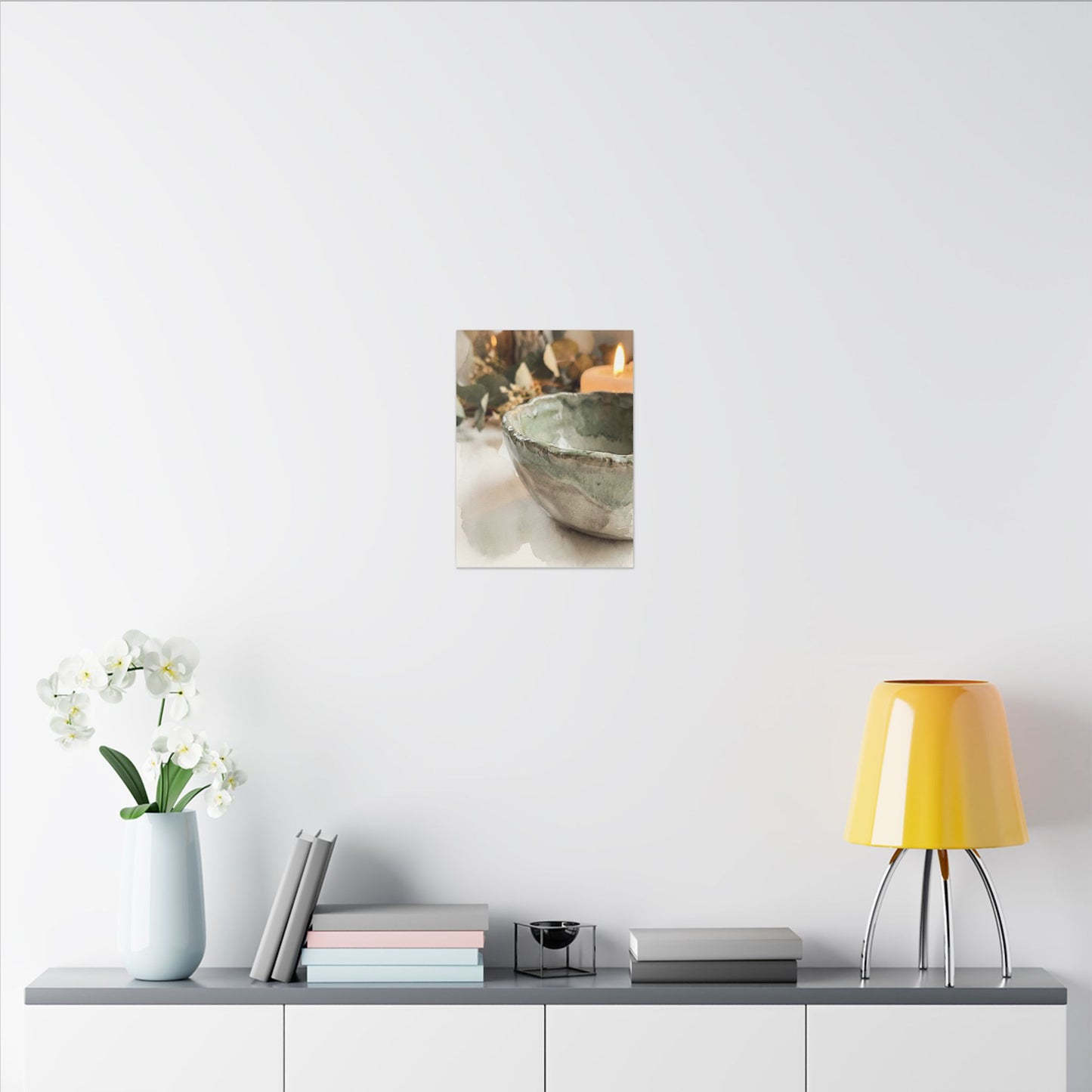 Ceramic Bowl Canvas Art | Summer Japandi Watercolor Art