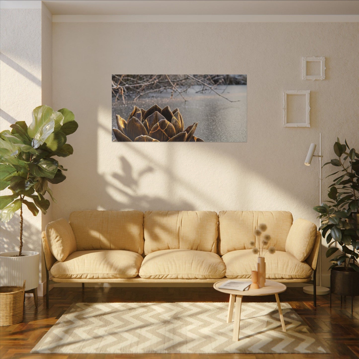 Lotus Flower Gold Repair Canvas Art | Beautiful Kintsugi Art