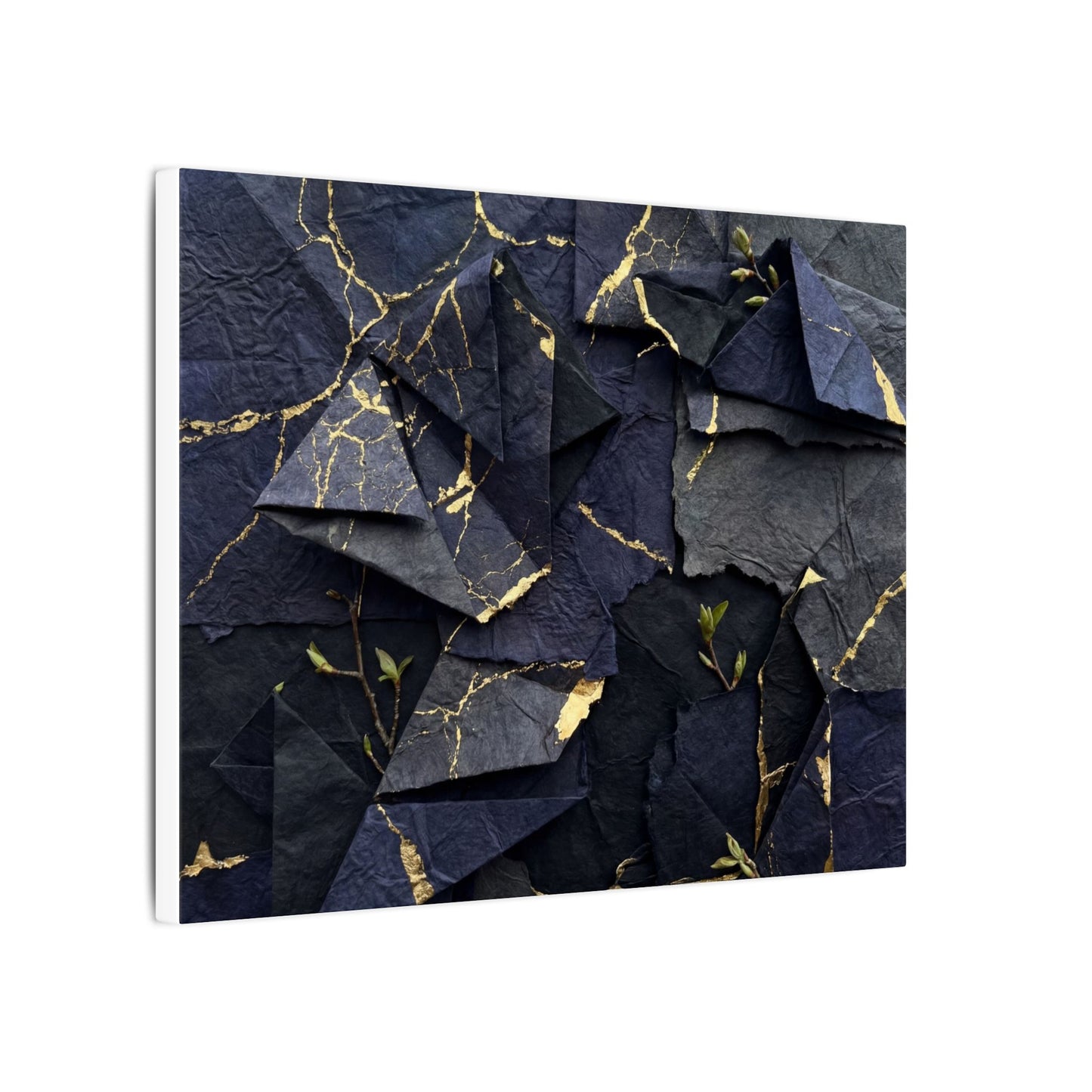 Beautiful Paper Fold Canvas Art - Crackle Gold Kintsugi