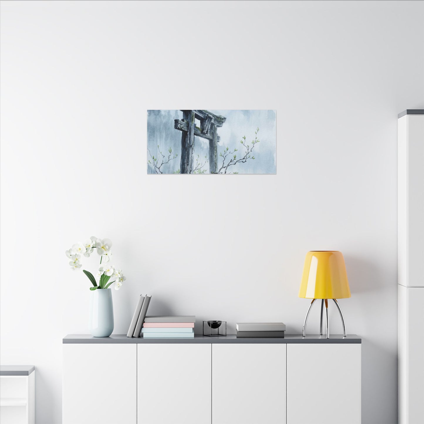 Torii Gate Canvas Art | Spring Zen Sumi E Art