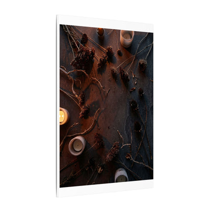 Dried Flowers Canvas Art | Winter Dark Japandi Moody Minimal Art