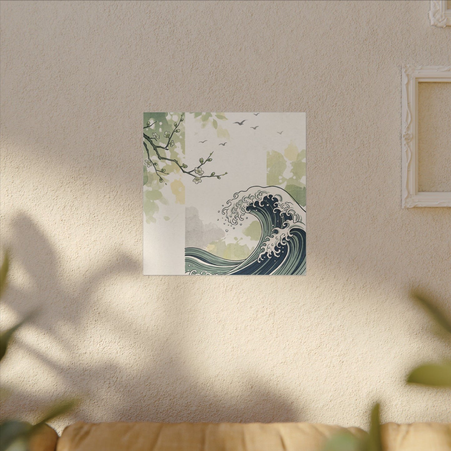 Spring Ocean Wave Ukiyo E Inspired Canvas Art | Serene Decor
