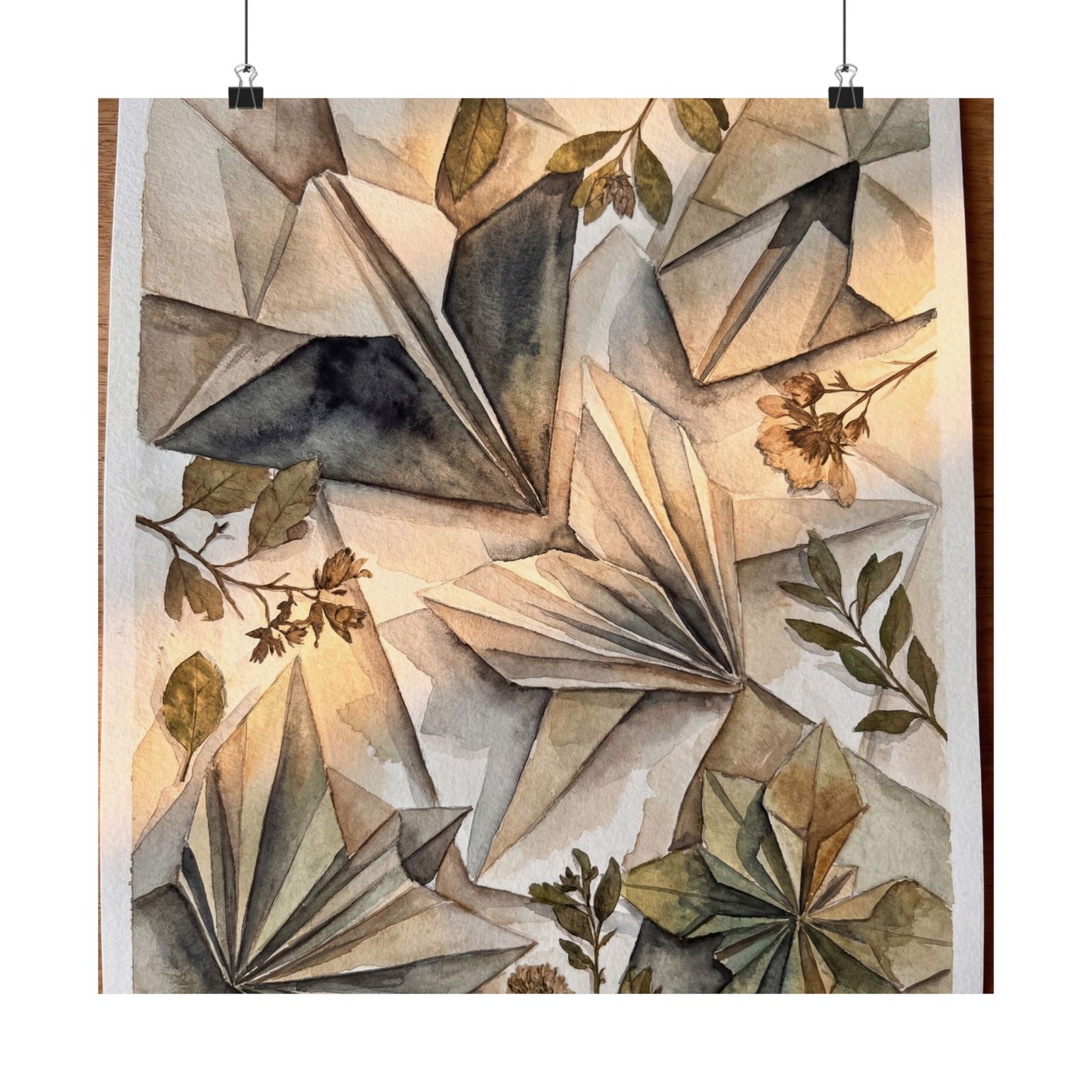Cozy Paper Fold Wall Art Print - Watercolor Japandi