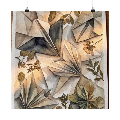 Cozy Paper Fold Wall Art Print - Watercolor Japandi