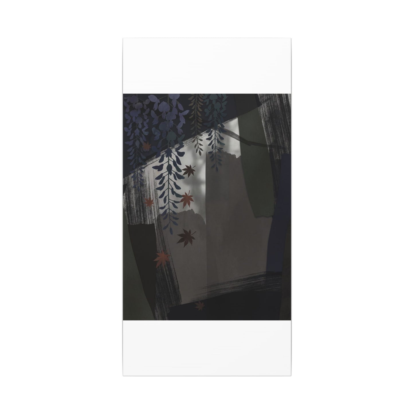 Wisteria Autumn Canvas Art | Dark Japandi Moody Design