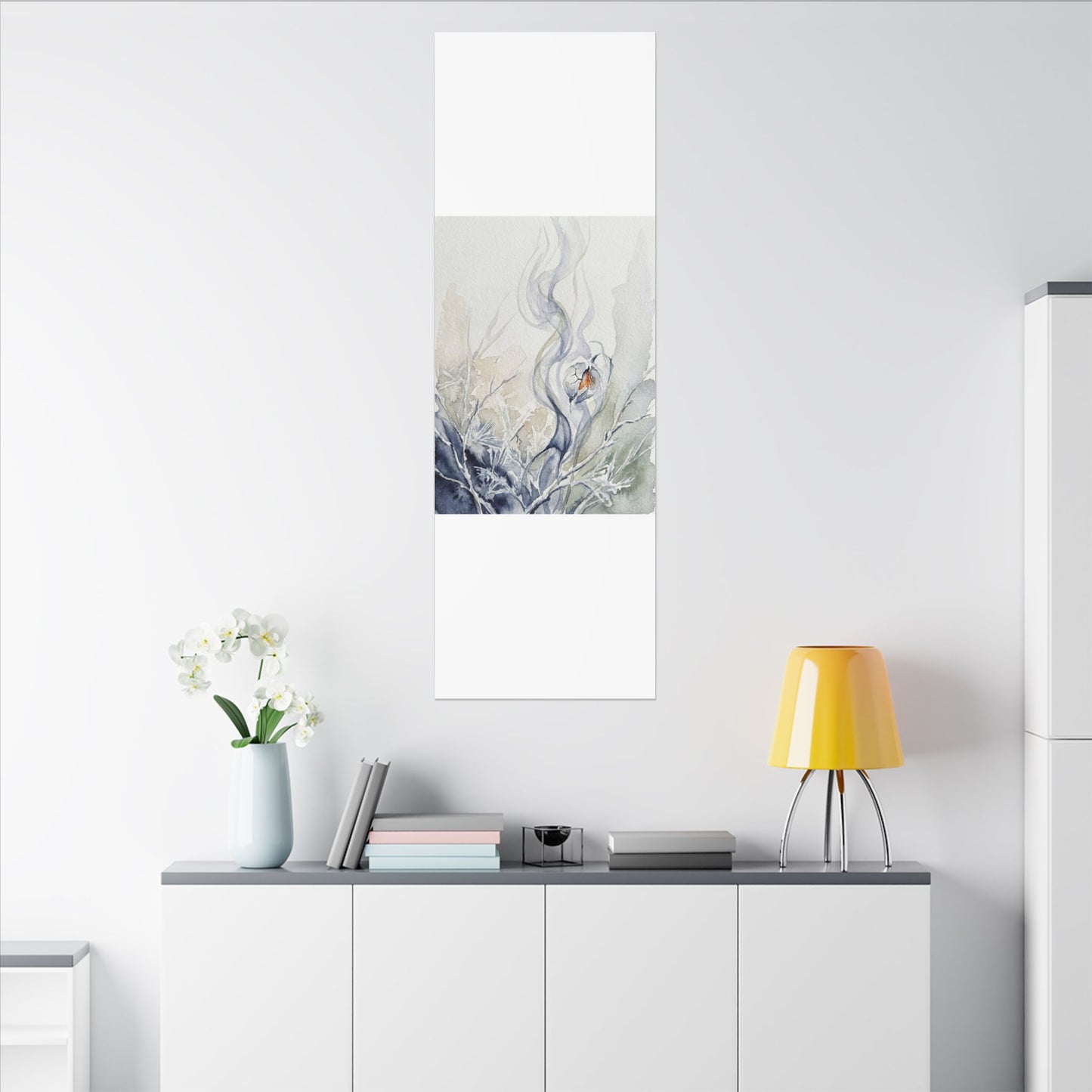 Earthy Incense Smoke Canvas Art - Watercolor Japandi