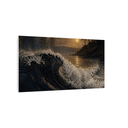 Ocean Wave Dark Texture Canvas Art | Bold Dark Japandi Art