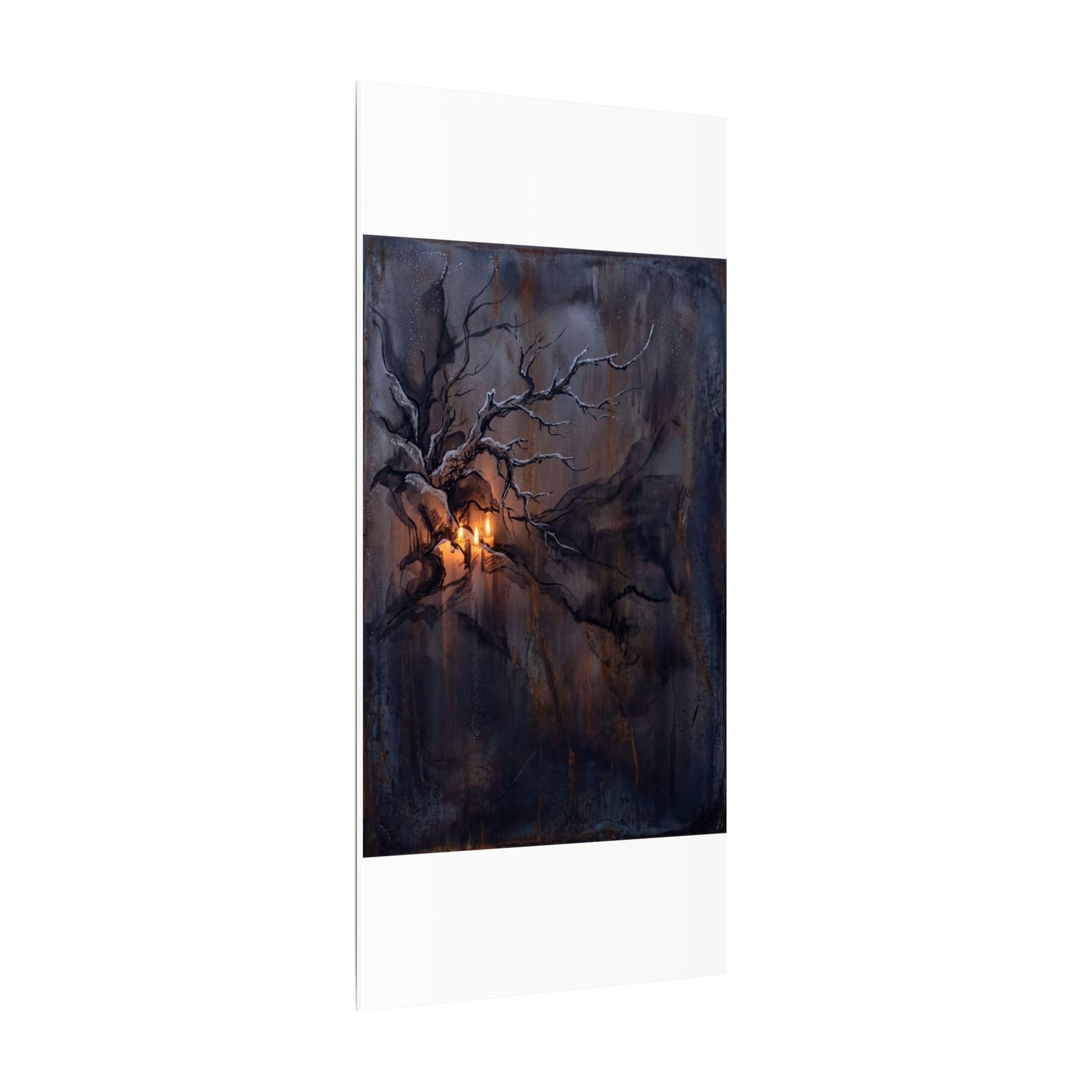 Winter Rust Patina Charcoal Ink Canvas Art | Atmospheric Decor