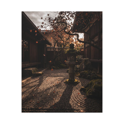 Seijaku Stone Lantern Canvas Art - Dark Japandi Shadow Zen