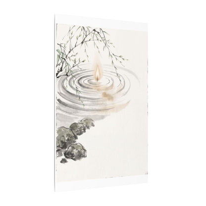 Water Ripple Sumi E Canvas Art | Tranquil Zen Art