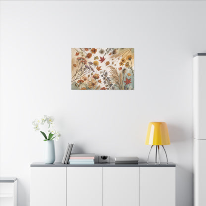 Dried Flowers Canvas Art | Autumn Japandi Watercolor Art