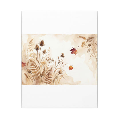 Dried Flowers Canvas Art | Autumn Japandi Watercolor Art