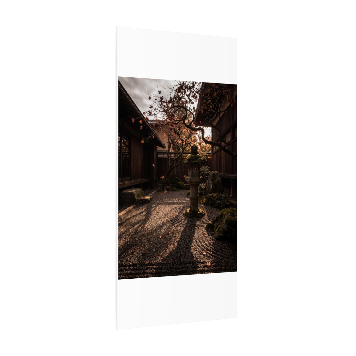 Seijaku Stone Lantern Canvas Art - Dark Japandi Shadow Zen