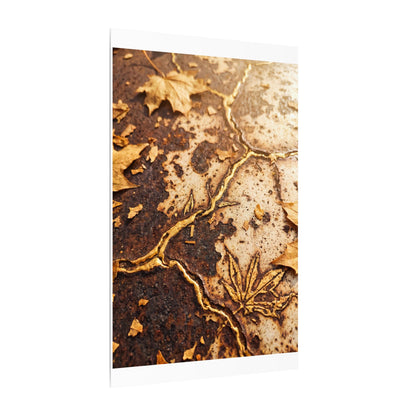 Kintsugi Rust Patina in Golden Hour | Gold Vein Canvas Art