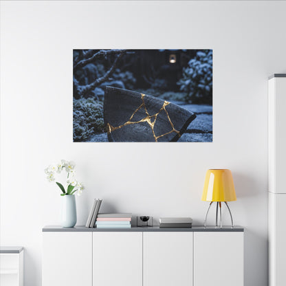 Moonlit Garden Winter Canvas Art | Kintsugi Artful Design