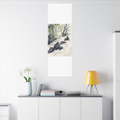 Dappled Rock Garden Canvas Art - Zen Mono No Aware