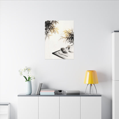 Tea Ceremony Sumi E Canvas Art | Serene Zen Art