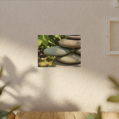 River Stones Summer Canvas Art | Japandi Earthy Design