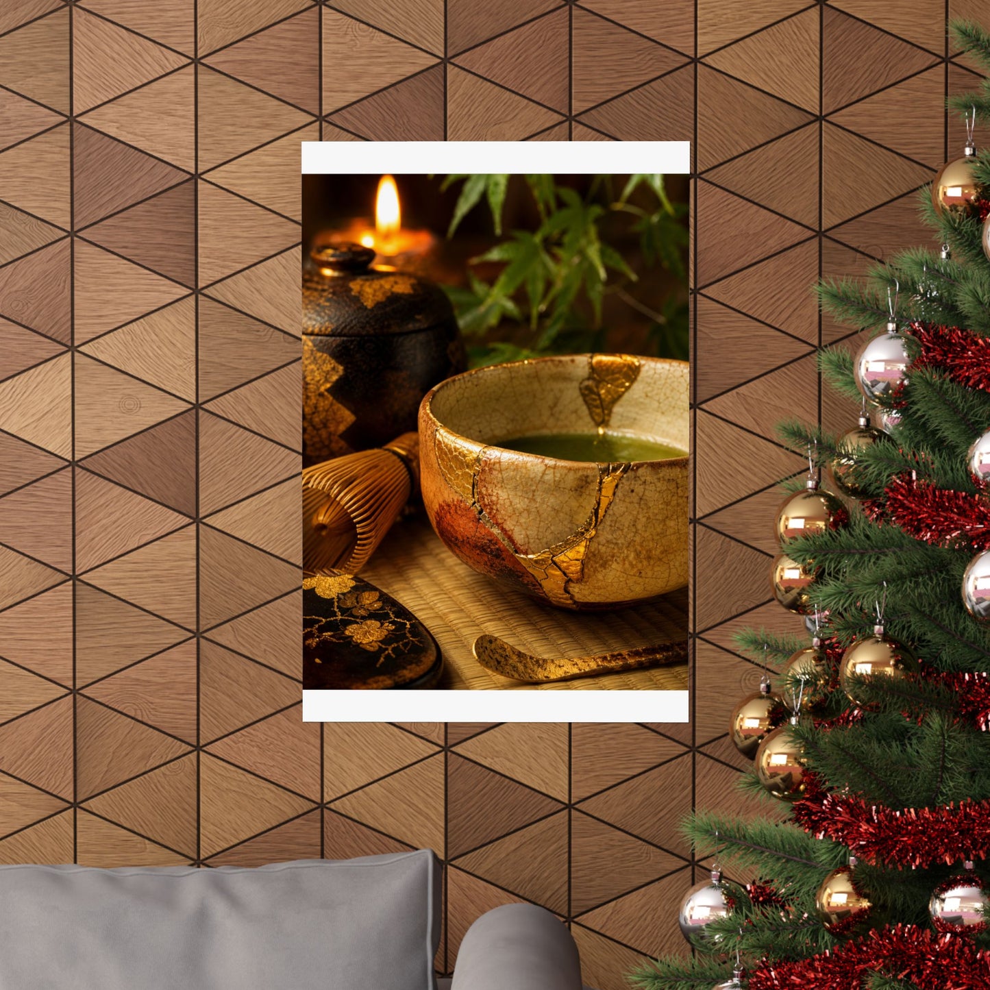 Tea Ceremony Crackle Gold Wall Art Print | Healing Kintsugi Art
