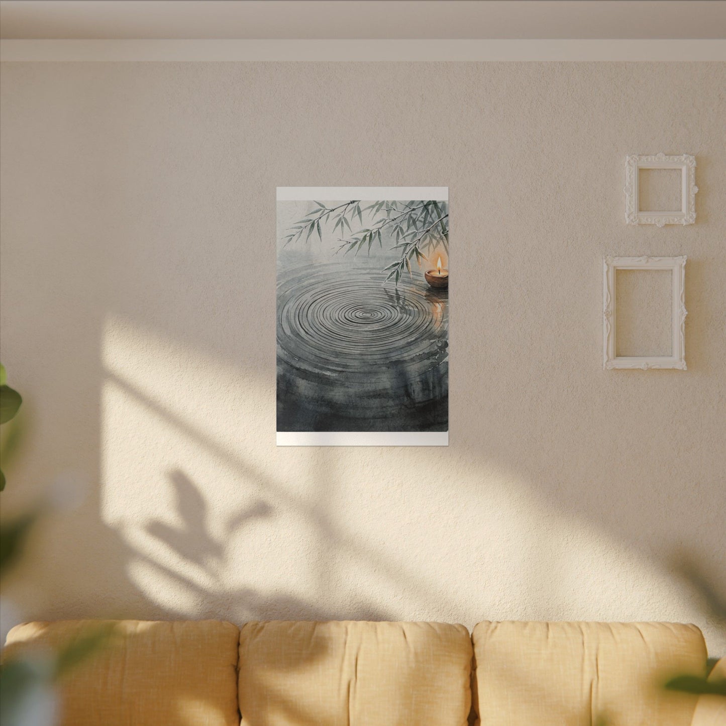 Water Ripple Sumi E Canvas Art | Calm Zen Art