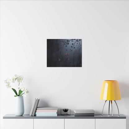 Autumn Cherry Blossom Charcoal Ink Canvas Art | Atmospheric Decor