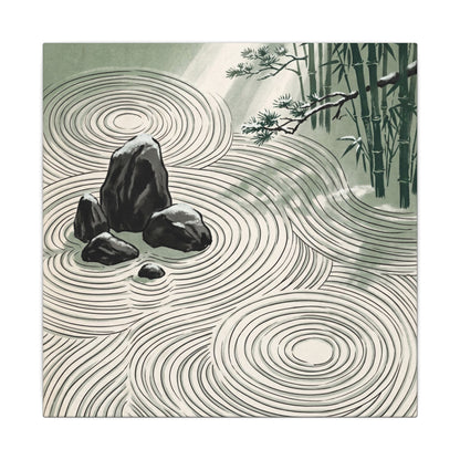 Shibui Rock Garden Canvas Art - Zen Ukiyo E Inspired