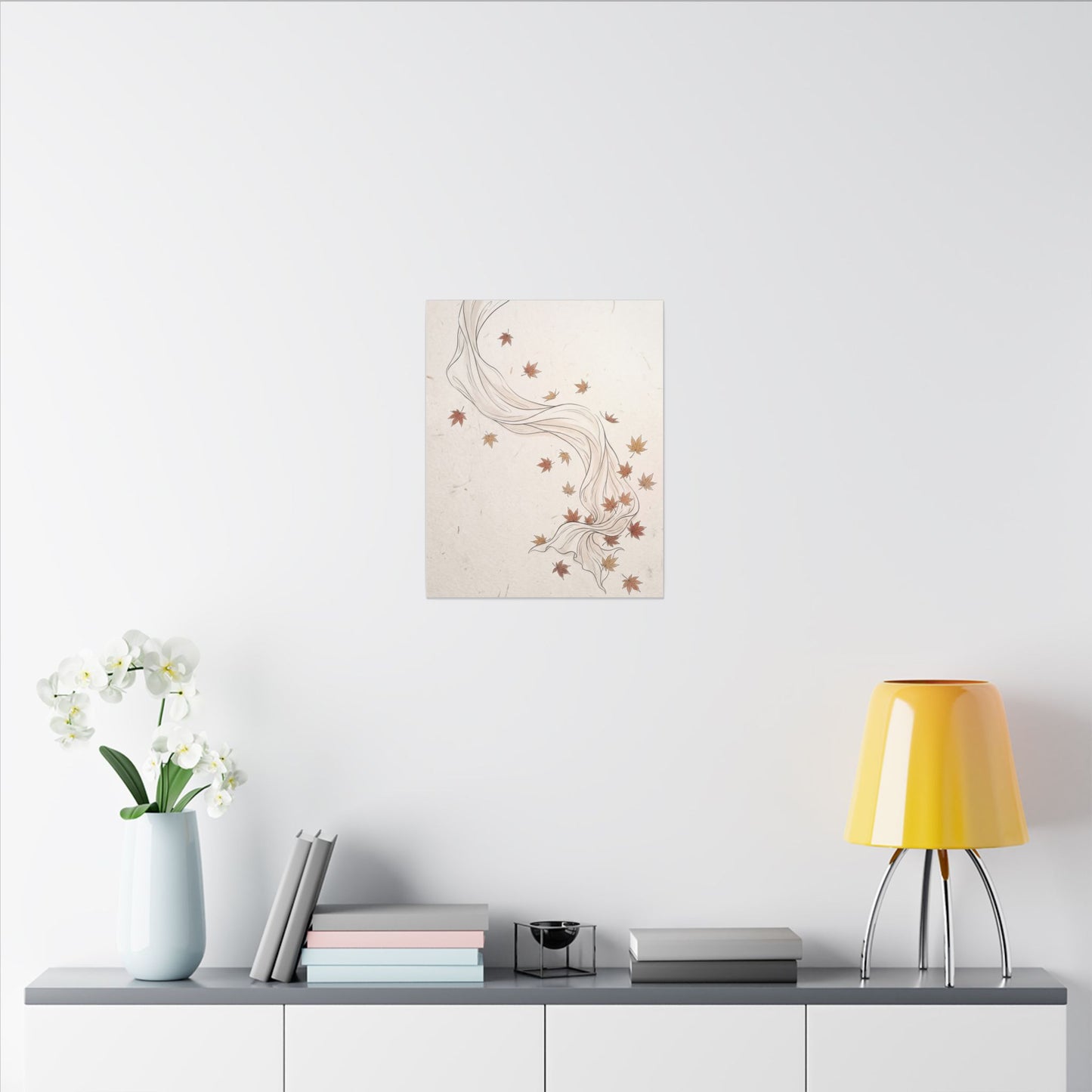 Japandi Silk Drape in Dawn | Minimal Line Canvas Art