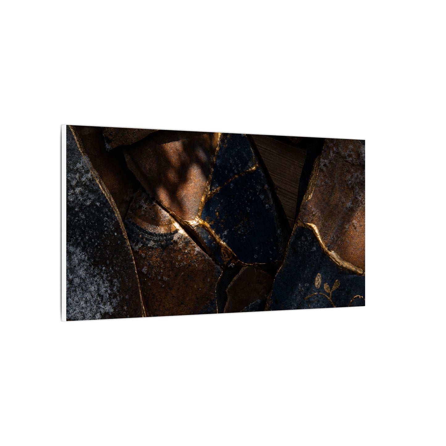 Fukinsei Broken Pottery Canvas Art - Dark Japandi Dark Texture
