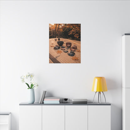 Golden Hour Tea Ceremony Canvas Art - Kintsugi Shibui