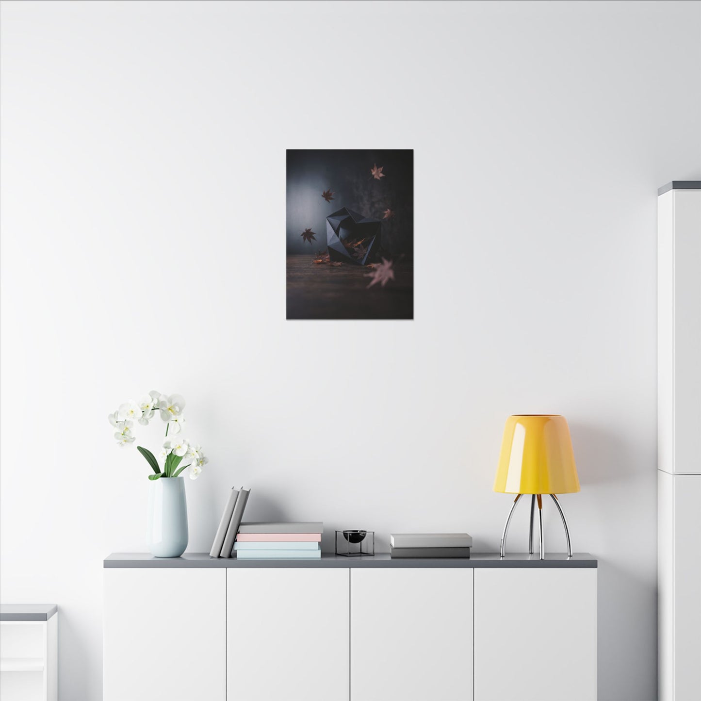 Dark Japandi Paper Fold in Dawn | Shadow Zen Canvas Art