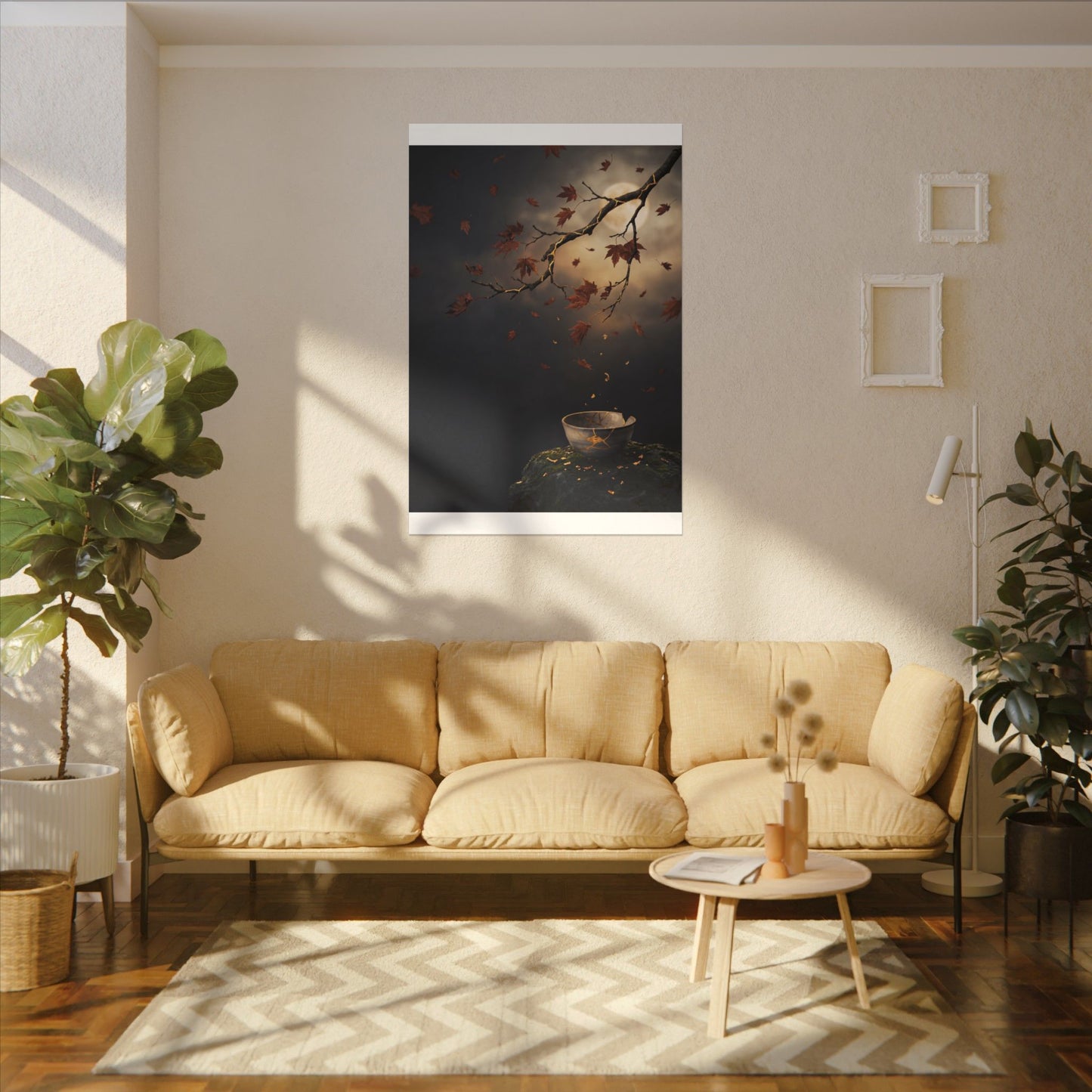 Moonlit Garden Gold Repair Canvas Art | Beautiful Kintsugi Art