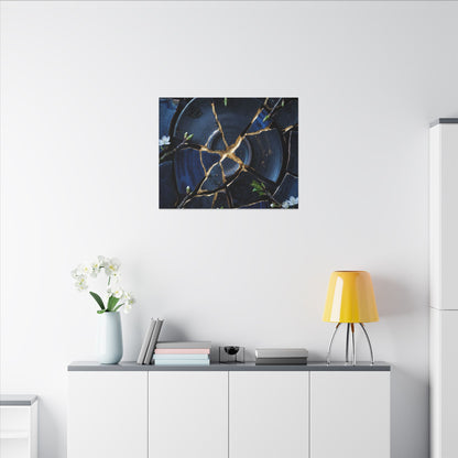 Moonlight Broken Pottery Canvas Art - Kintsugi Fukinsei