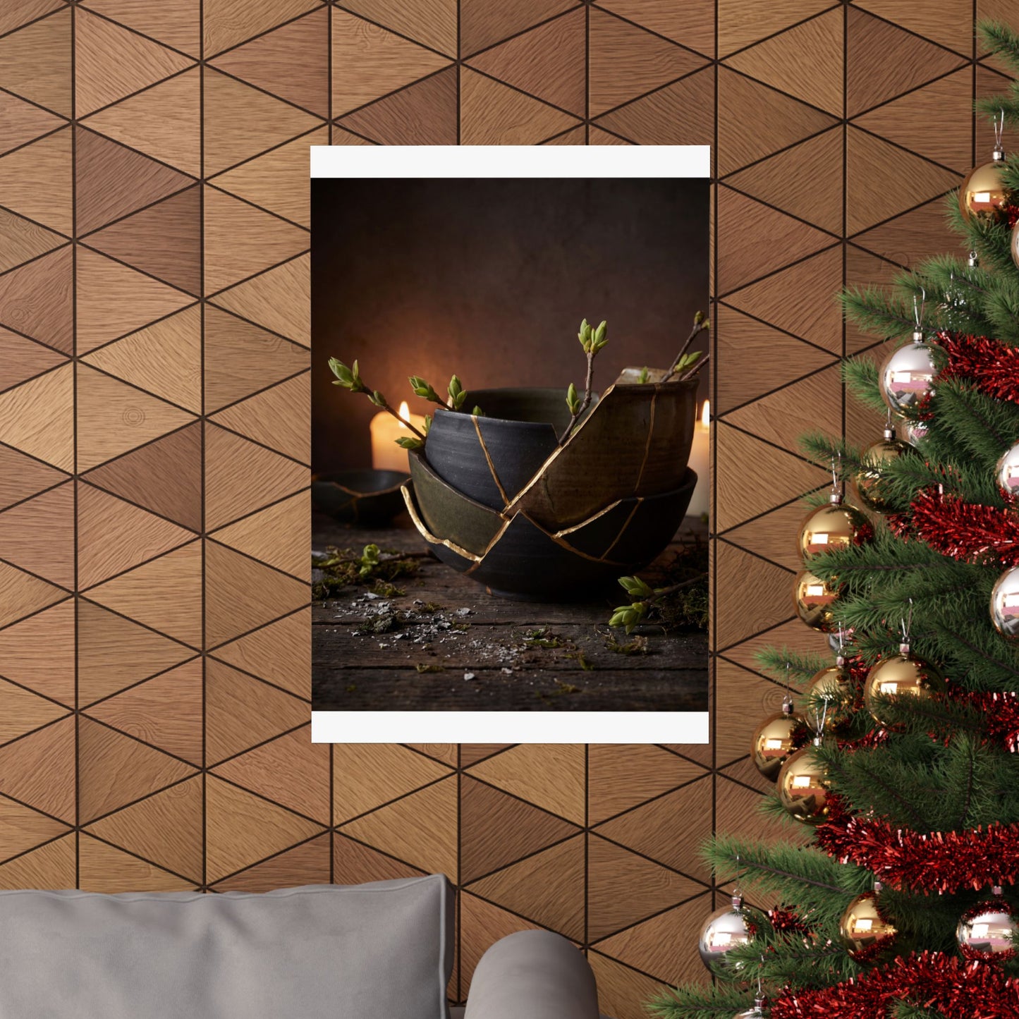 Seijaku Broken Pottery Wall Art Print - Dark Japandi Shadow Zen