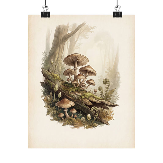 Enchanting Wild Mushrooms Wall Art Print - Mushroom Illustration Cottagecore Art Print
