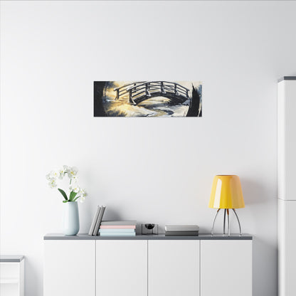 Winter Wooden Bridge Enso Canvas Art | Serene Decor