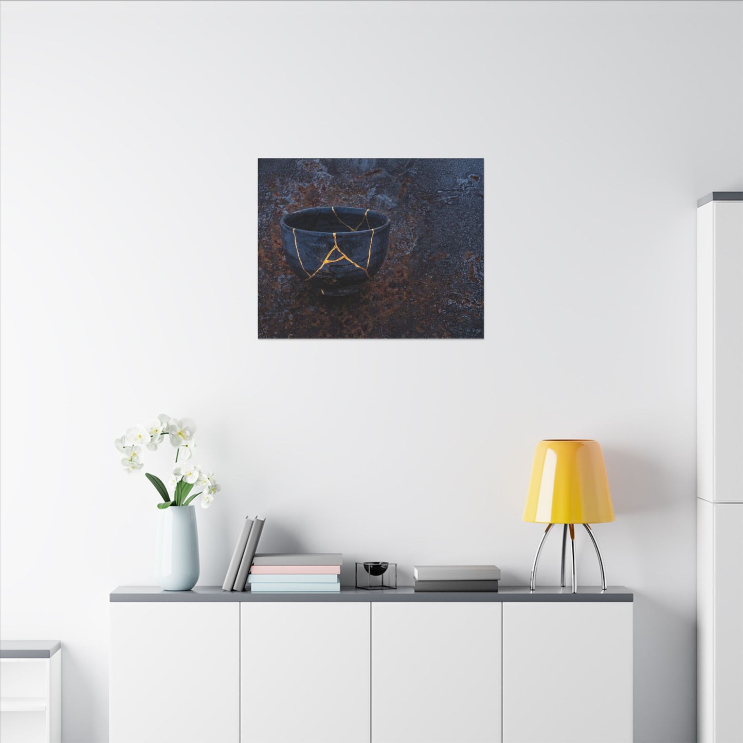 Rust Patina Winter Canvas Art | Kintsugi Healing Design