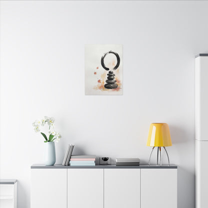 River Stones Canvas Art | Autumn Zen Enso Art