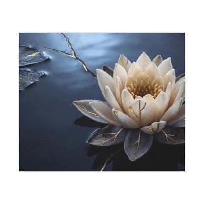 Beautiful Lotus Flower Canvas Art - Gold Vein Kintsugi