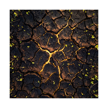 Golden Hour Cracked Earth Wall Art Print - Dark Japandi Seijaku