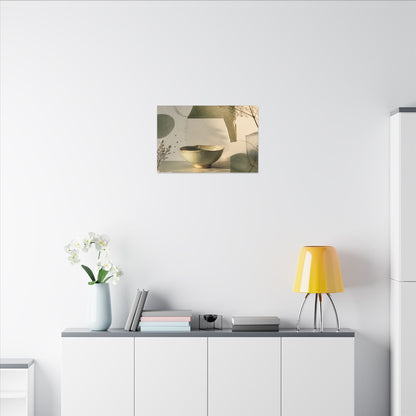 Warm Ceramic Bowl Canvas Art - Minimal Line Japandi