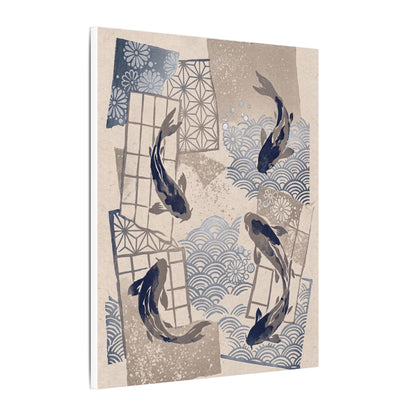 Earthy Koi Pond Canvas Art - Japanese Pattern Japandi