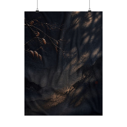 Winter Silk Drape Charcoal Ink Wall Art Print | Sophisticated Decor