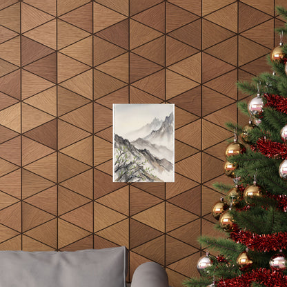 Mountain Mist Spring Wall Art Print | Japandi Elegant Design
