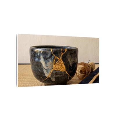 Kanso Tea Ceremony Canvas Art - Kintsugi Gold Vein
