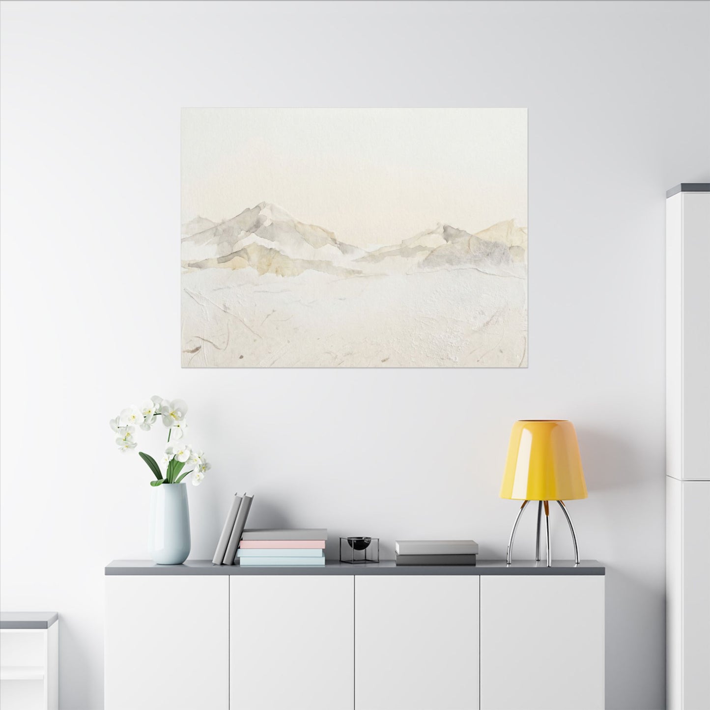 Mountain Mist Winter Canvas Art | Japandi Warm Design